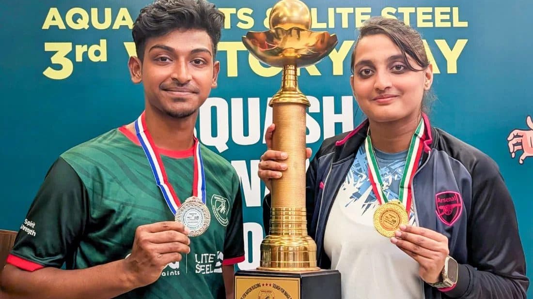 IUB’s Monika and Raihan Shine in Victory Day Squash Tournament